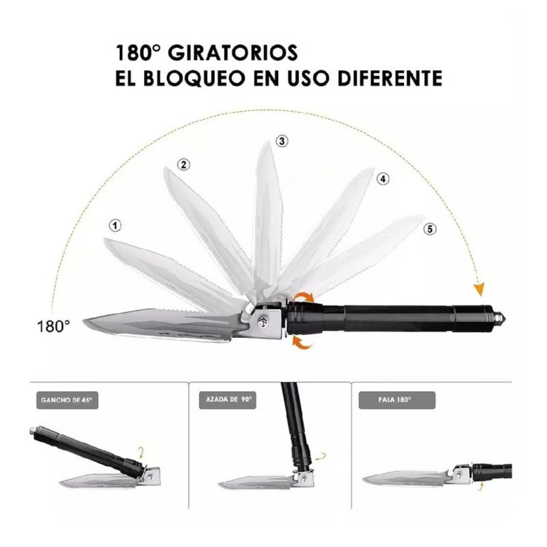 NUEVA Y PRACTICA PALA PORTATIL PLEGABLE 12 EN 1