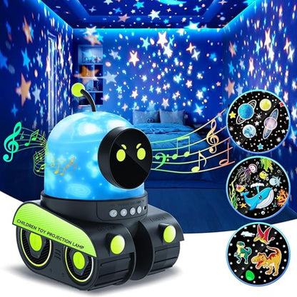 ROBOT PROYECTOR LUZ NOCTURNA Y SONIDOS RELAJANTE 360°