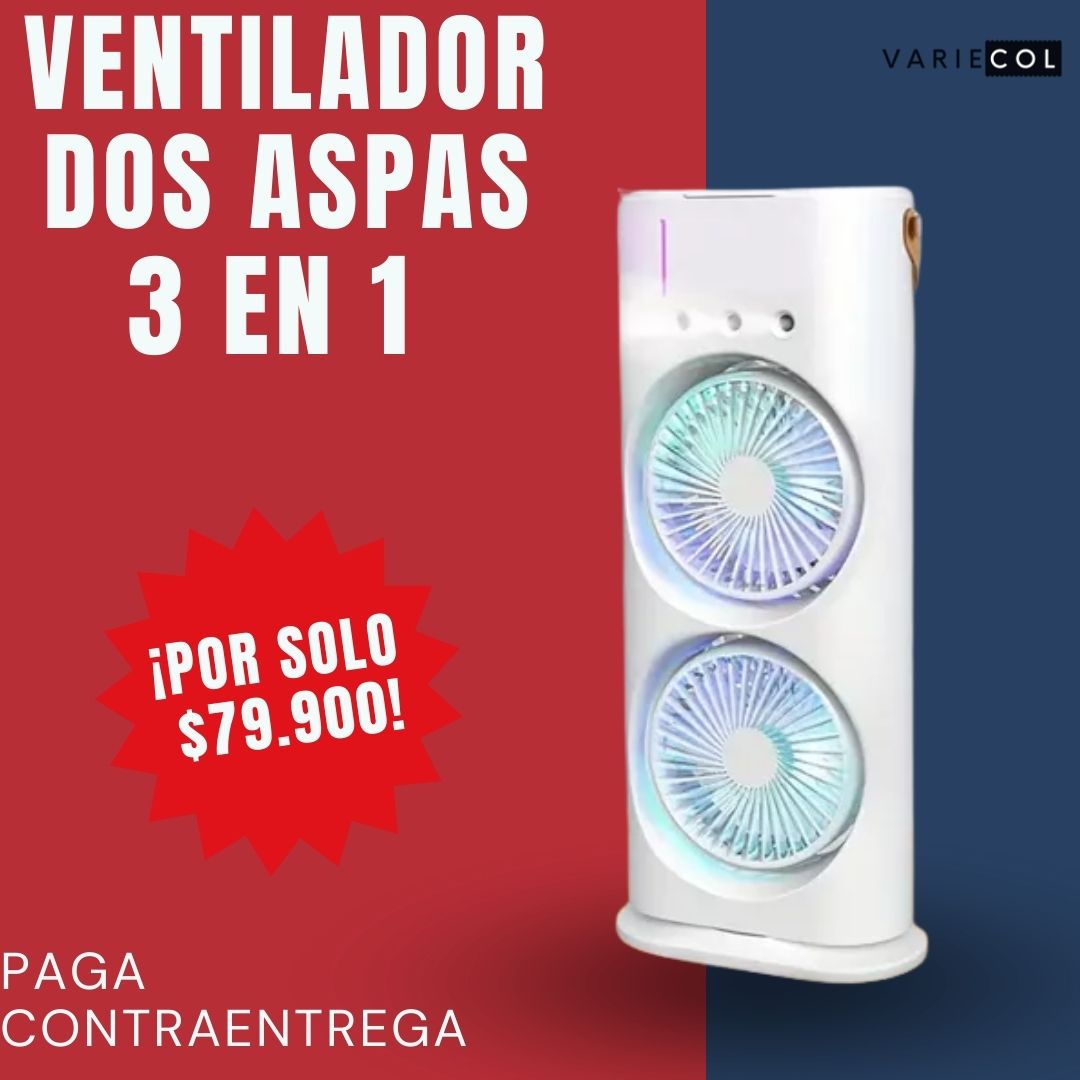 PRACTICO VENTILADOR DOBLE CABEZAL GIRATORIO