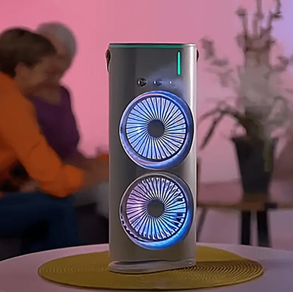 PRACTICO VENTILADOR DOBLE CABEZAL GIRATORIO