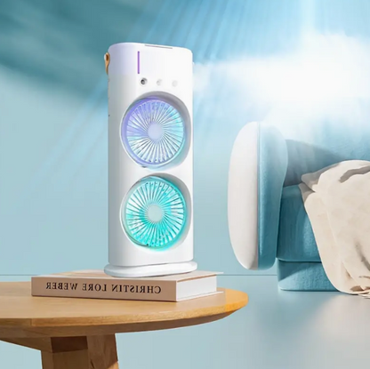 PRACTICO VENTILADOR DOBLE CABEZAL GIRATORIO