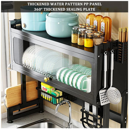 Organizador Escurridor de Platos Multifuncional - Estante de Cocina Todo en Uno